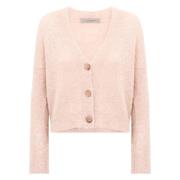 D.Exterior Rosa Lurex Kofta Ull V-Hals Dam Pink, Dam