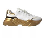 Dolce & Gabbana Vita Guld Låga Top Sneakers White, Dam