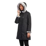 Canadiens Svart Parka med Eco Fur Huva Black, Dam