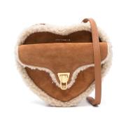 Coccinelle Shearling Trim Heart Shape Väska Beige, Dam