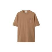 Burberry Beige T-shirt med check detaljficka Brown, Herr