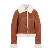 Loewe Vit Brun Shearling Vinterjacka Brown, Dam