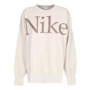 Nike Oversized Crewneck Fleece Sweatshirt Lt Orewood Brn/smokey Mauve/...