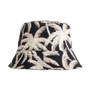 Palm Angels Svart Palm Bucket Hat Broderad Brätte Multicolor, Herr