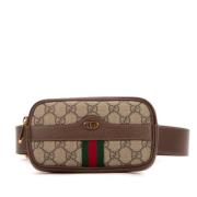 Gucci Vintage Pre-owned Belagd canvas crossbodyvskor Beige, Dam