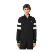 Fred Perry Svart Tippad Ärm Half Zip Sweat Black, Herr