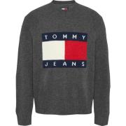 Tommy Jeans Grå Melange Flaggsweater Gray, Herr