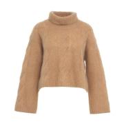 Stand Studio Brun Turtleneck Stickat Aw24 Brown, Dam