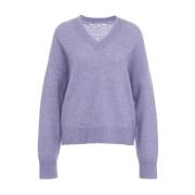 Second Female Lila Stickad Tröja Aw24 Purple, Dam