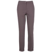 YES ZEE Slim-Fit Crepe Byxor med Fickor Gray, Dam