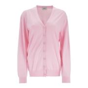 MRZ Lyxig Ull V-ringad Kofta Pink, Dam