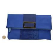 Oltre Läder Dam Clutch Väska Blue, Dam