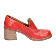 Moma Vintage Läder Loafers för Kvinnor Red, Dam