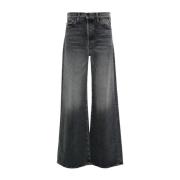 Mother Grå Ditcher Wide Leg Jeans Gray, Dam