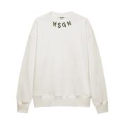 Msgm Borstad jersey logotröja i kräm White, Herr