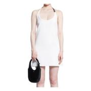 Courrèges Halterneck Spänne Babydoll Twill Klänning White, Dam