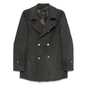 Barba Dubbelknäppt ull/kashmir peacoat med huva Gray, Herr