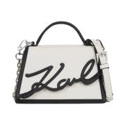 Karl Lagerfeld Signature 2.0 Vit/Svart Axelväska White, Dam