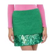 PINKO Boucle Paljett Mini Kjol Green, Dam