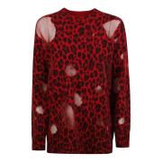 Versace Intarsia Print Stickad Tröja Red, Dam