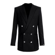 Balmain Twill Blazer med dubbelknäppning Black, Herr