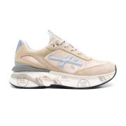 Premiata Beige Mesh Sneakers med Gyllene Logotyp Beige, Dam