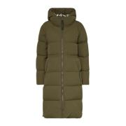 Woolrich Lång Puffer Parka i Mörkgrön Green, Dam