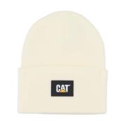 CAT Kräm Label Cuff Beanie Elastiskt Tyg Beige, Unisex