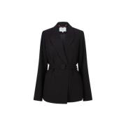 Dante 6 Svart Crepe Blazer med Axelvaddar Black, Dam