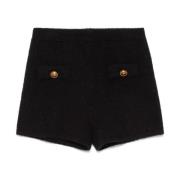 Twinset Svarta Stickade Höga Midjeshorts Black, Dam