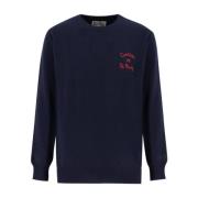 MC2 Saint Barth Broderad Crew-Neck Pullover Blue, Herr