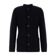 Giorgio Armani Navy Blue Wool Blend Cardigan Blue, Herr