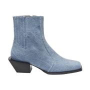 Fabienne Chapot Denim Chunky Heel Ankelboots Blue, Dam