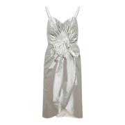 Maison Margiela Metallisk Silver Midi Klänning Statement Gray, Dam