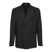 Tagliatore Svart Dubbelknäppt Blazer Black, Herr