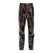 Séfr Slim-Fit Coated Wool Pants Brown, Herr