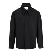 Jil Sander Svart ullskjorta med främre placket Black, Herr