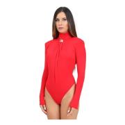 Elisabetta Franchi Röd långärmad draperad body Red, Dam