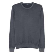 Barba Ull Crew-Neck Stickat Gray, Herr