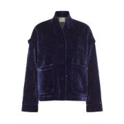 Momoni Silke och viskos oversized bomber blouson Blue, Dam