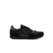 Armani Mesh Sneakers med Mocka Detalj Black, Herr