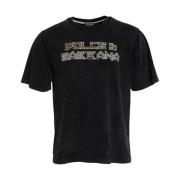 Dolce & Gabbana Svart Bomull Logo Print T-shirt Män Black, Herr