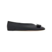 Salvatore Ferragamo Svarta läderballerinaflats Black, Dam