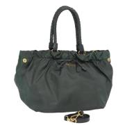 Prada Vintage Pre-owned Nylon handvskor Green, Dam