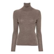 P.a.r.o.s.h. Räfflad ull turtleneck tröja Beige, Dam