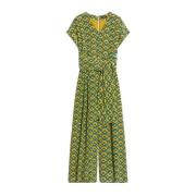 Max Mara Weekend Elegant Jumpsuit med Unikt Mönster Green, Dam