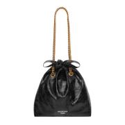 Balenciaga Läder bucketväska med frontlogo Black, Dam