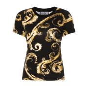 Versace Jeans Couture Svart T-shirt med bomulldetaljer Black, Dam