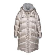 Baldinini Long down jacket in light grey nylon Gray, Dam