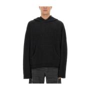 MM6 Maison Margiela Logo Jersey Cropped Fit Hoodie Black, Herr